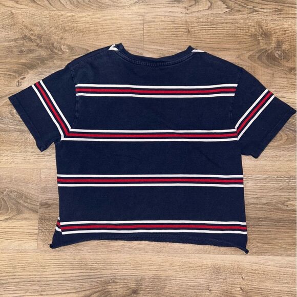 BRANDY MELVILLIE Womans Red And Blue Stripe Cropped Shirt - Picture 2 of 8